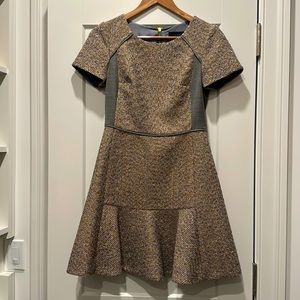 JCrew, metallic tweed, gold and grey shimmer.